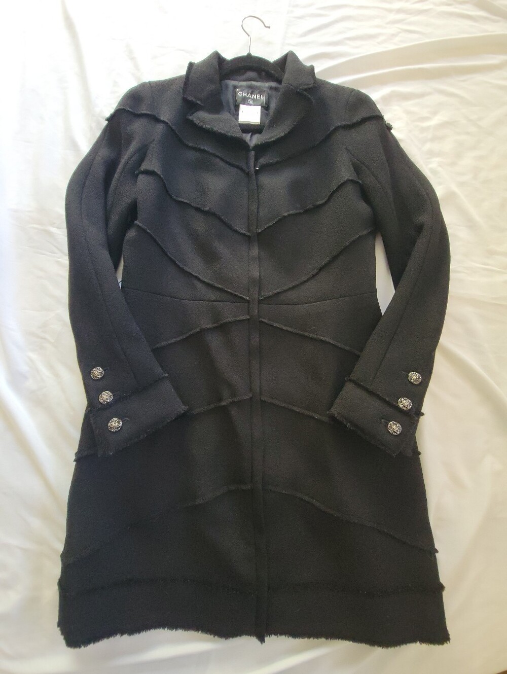 Vintage 2008 Womens Chanel Black Wool Peacoat By Karl Lagerfield! Size 40/Medium